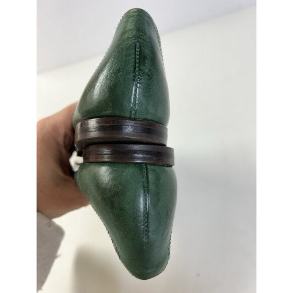 Vtg 9 West Nine West Green Womens Size 7.5M Leather Fringe Loafers Flats N-Sadie - Picture 6 of 8